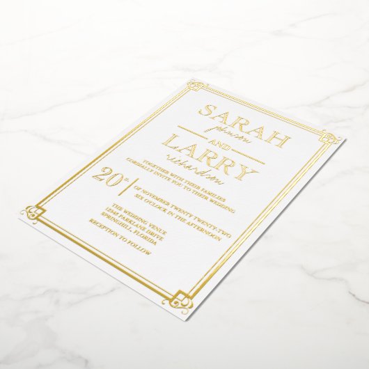 Elégant or traditionnel Mariage Foil Invitation (Rotation)