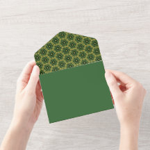 Élégant Or Vert foncé Tout en une invitation