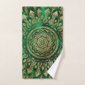 Élégant or vert Mandala Floral (Serviette à main)