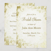 Elégant or Vintage douche nuptiale Invitation (Devant / Derrière)