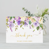 Élégant or violet Carte de remerciements funéraire (Debout devant)