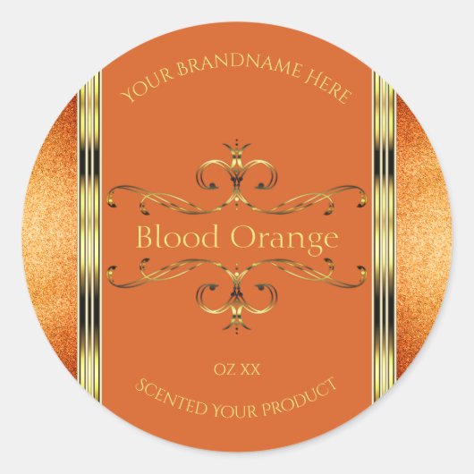 Elégant Orange Gold Produit Étiquettes Parties sci (Devant)