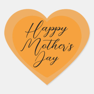 Elegant Orange Happy Mother's Day Hart Sticker
