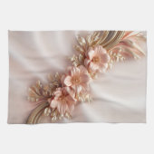 Élégant Orange Pêche Floral Serviette de cuisine (Horizontal)