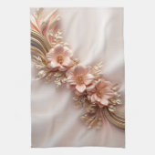 Élégant Orange Pêche Floral Serviette de cuisine (Vertical)