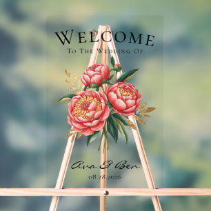 Elégant Orange Peony Bouquet Mariage Affiche de bi