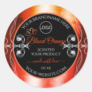 Élégant orange rouge Étiquette Logo Bijoux Noir