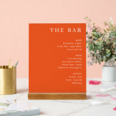 Elegant Orange Serif Bar Menu Acryl Bord (Huwelijk)