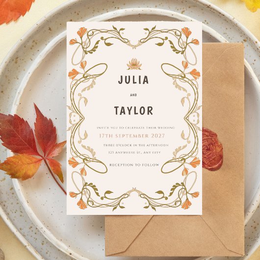 Elegant Orange Wedding Invitation – Soft Modern De