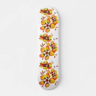 Elegant Oranje bloemen - Pas uw eigen bloemen aan Skateboard