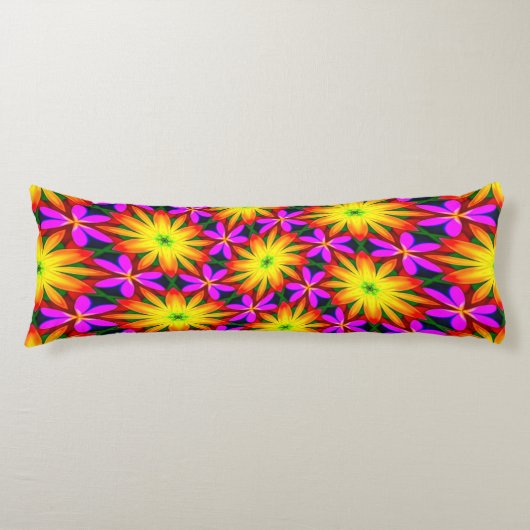 Elegant Oranje bloempatroon Lichaamskussen (Voorkant)