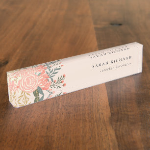 Elegant Oranje Blush Peach Green Ambrosia Floral Naambordje