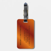 Elegant Oranje en Black Custom Name Bagagelabel (Achterkant verticaal)