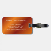 Elegant Oranje en White Custom Name Bagagelabel (Achterkant horizontaal)