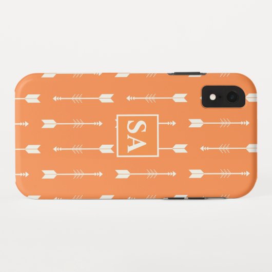 Elegant Oranje en witte pijlen Case-Mate iPhone Case (Achterkant (horizontaal))