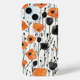 Elegant Oranje en Zwarte Bloempatroon – Modern