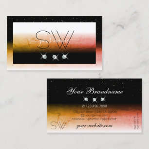 Elegant Oranje gemarmerde zwarte witte monogram ju Visitekaartje