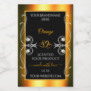Elegant Oranje Glamor Decor Black Product Labels Voedselcontainer Etiket
