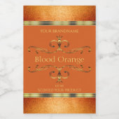 Elegant Oranje Gold Product Labels Glitter Borders Voedselcontainer Etiket (Enkel label)