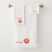 Elegant oranje golvend monogram badhanddoekje bad handdoek (Insitu)