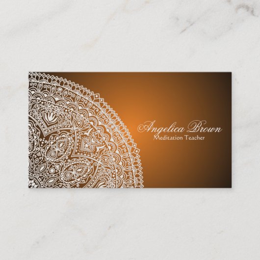 Elegant Oranje Mandala Visitekaartje (Voorkant)