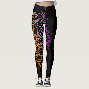 Elegant oranje paars gradiënt Mandala Leggings