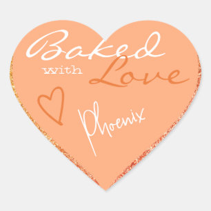 Elegant Oranje Peach Glitter met liefdeshart Hart Sticker