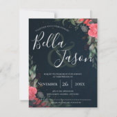 Elegant Oranje Peach Grey Floral Script Weddenscha Kaart (Voorkant)