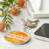 Elegant Oranje Roos Wedding Sleutelhanger (Zijkant)