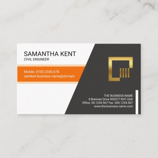 Elegant Oranje Stripe Trapezium Engineering Visitekaartje (Voorkant)