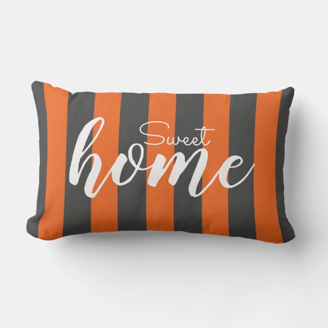 Elegant Oranje striped Pattern Test Sweet Home Kussen (Voorkant)