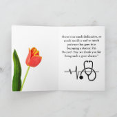 Elegant Oranje Tulp- en Stethoscoopdoctoren Dag Bedankkaart (Binnen)