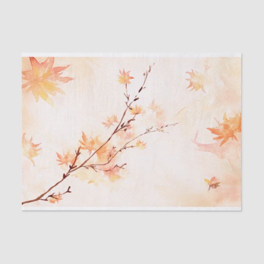 Elegant Oranje Waterverf Maple Leaves Autumn Herfs Tissuepapier (Voorkant)