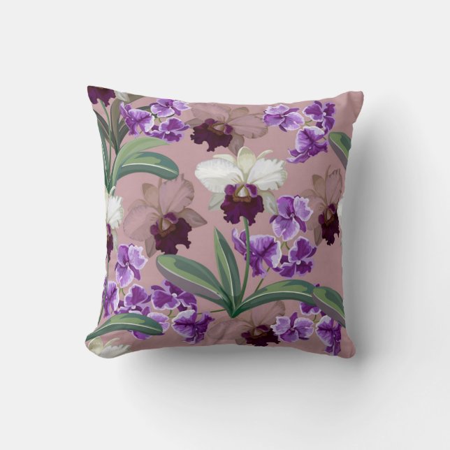 Elegant Orchid Pattern Kussen (Voorkant)