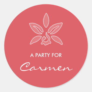 Elegant orchid Simple Hot Red Flower met naam Ronde Sticker