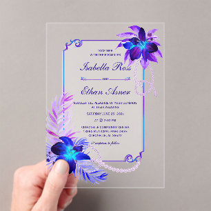Elegant Orchid Wedding Acryl Uitnodigingen