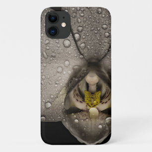 Elegant orchidebloem grijze zwarte bloem iPhone 11 hoesje