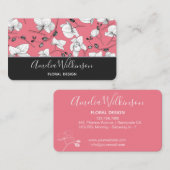 Elegant orchidee zwart-wit floreskleurig roze visitekaartje (Voorkant / Achterkant)