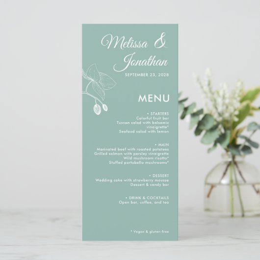 Elegant orchideeën romantische bloemetjes moderne menu (Staand voorkant)