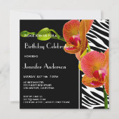 Elégant Orchidées Zebra Imprimer Invitations de fê (Devant)