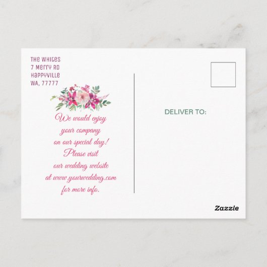 Elegant Orchids and Rozen Romantic Save the Date Briefkaart (Achterkant)