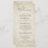 Elegant Order of Service Tropical Marble Wedding Menu (Voorkant / Achterkant)