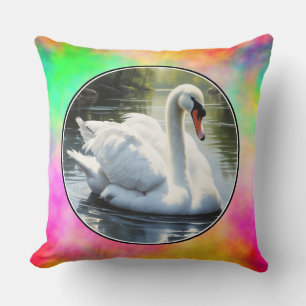 Élégant oreiller à lancer de cygne