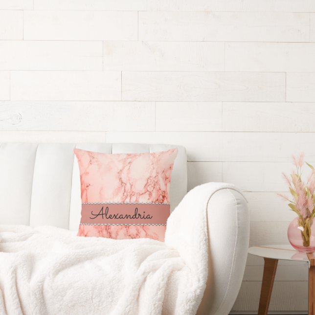 Élégant Oreiller à lancer de marbre de corail rose (Canapé)