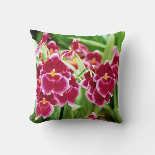 Élégant Oreiller à lancer d'orchidée rouge (Recto)