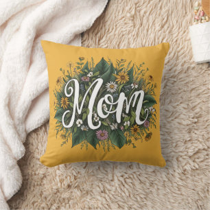 Élégant oreiller à lancer MOM rempli de fleurs - M