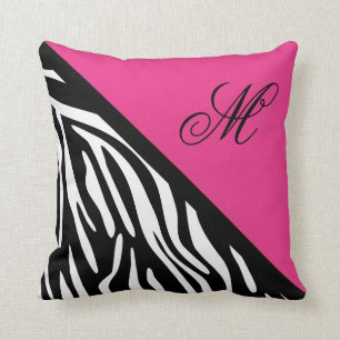 Élégant oreiller à lancer Zebra Print et rose M