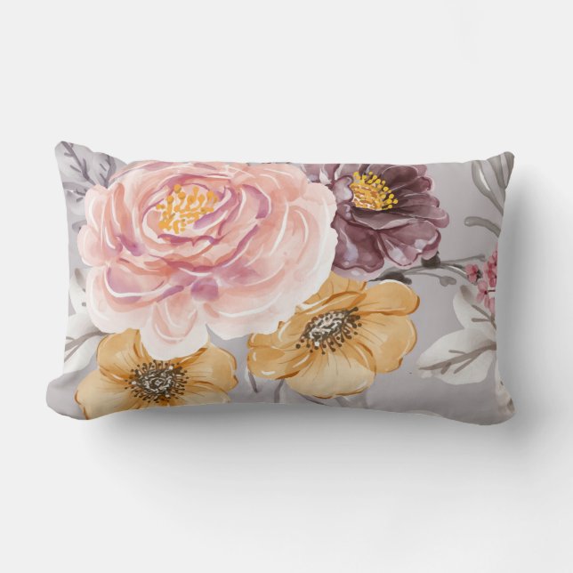 Élégant Oreiller Floral Rose (Recto)