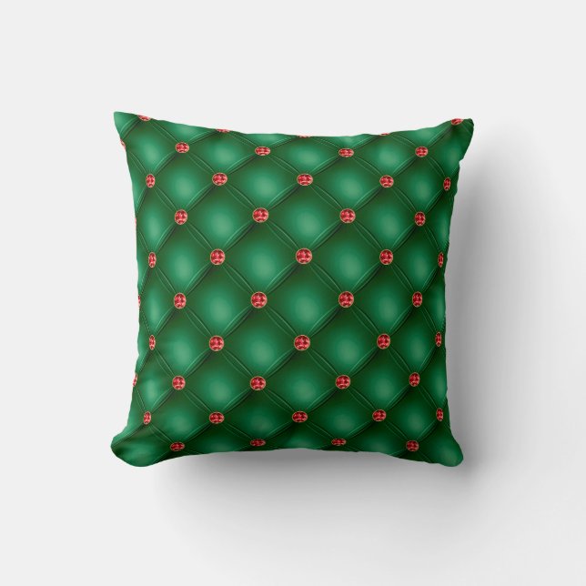 Élégant Oreiller Vert Et Diamant Rouge (Recto)
