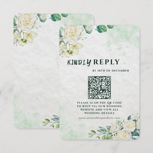 Elegant Organic Modern Wedding RSVP Card  (Devant / Derrière)